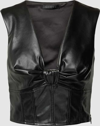 Guess Crop Top mit Raffung Modell BRENDA in Black, Gr&ouml;&szlig;e XS