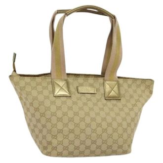 Gucci Pre-owned Tote Bags, female, Beige, Size: ONE SIZE Pre-owned Web zip tote