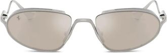 Ferrari oval-frame asymmetric sunglasses - unisex - Titanium - 53 - Silver