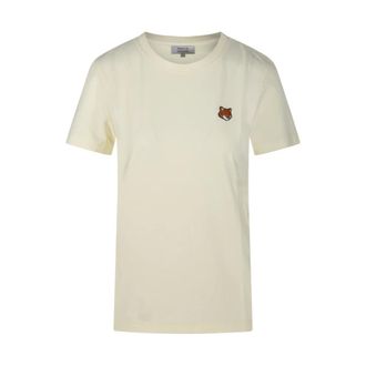 Maison Kitsun&eacute; T-Shirts, female, Yellow, Size: XS Fox Head Regular Tee-Shirt