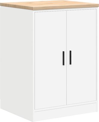 vidaXL Vidaxl Armadietto Da Garage Bianco 60x51x85 Cm Legno Massello Di