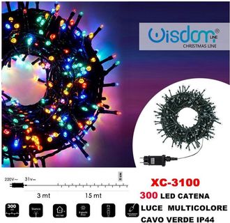 Trade Shop Trade Shop - Catena Luminosa 300 Luci Led Luci Luz Multicular Luminosa Ip44 Xc-3100