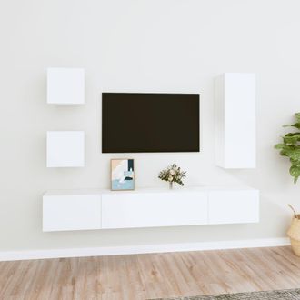 vidaXL Vidaxl - Set De Muebles Para Tv 5 Piezas Madera Contrachapada Blanco