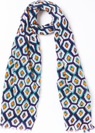Vismaya Pentagon Embroidered Scarf in Navy Blue at Nordstrom