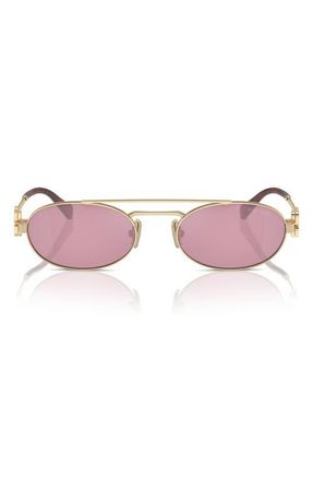 Miu Miu 53mm Oval Sunglasses in Pale Gold /Pink Silver at Nordstrom
