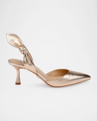 Badgley Mischka 65mm Yuan Leopard Knotted Slingback Pumps
