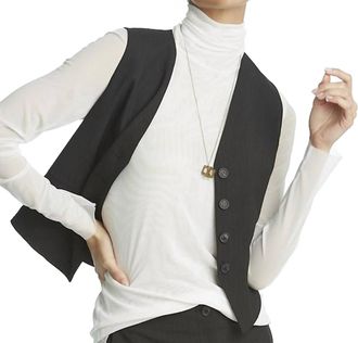 Elliott Lauren Pinstripe Button Front Vest In Black