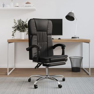 vidaXL Silla De Oficina Reclinable Cuero Sint&eacute;tico Negro Vidaxl