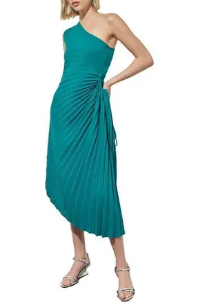 Ming Wang One-Shoulder Asymmetric Midi Dress in Bermuda at Nordstrom Rack, Size X-Small