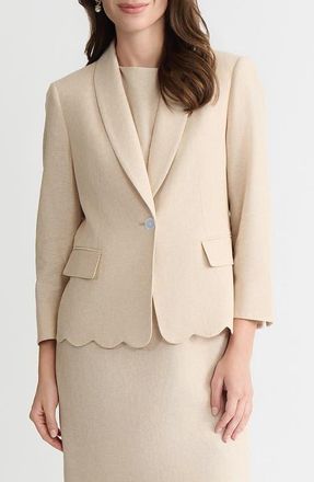 Kasper Scallop Hem One-Button Blazer in Tosdwt/Vnilaice at Nordstrom, Size 18