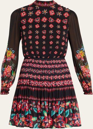 Saloni Isa Floral Silk Short Dress