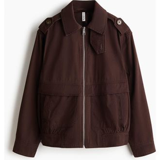 H&M Collared Twill Jacket in Dark Brown at Nordstrom, Size Xx-Large