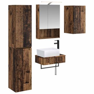 vidaXL Juego De Muebles De Ba&ntilde;o 5 Pcs Madera Envejecida Vidaxl