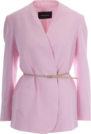 Fabiana Filippi Pink Solid V Neck Blazer