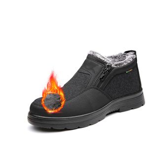 Generic Winter Shoes Mens Orthopedic Warm Snow Boots Non-Slip Winter Fleece Shoes Winter Fur Lined Boots with Side Zip