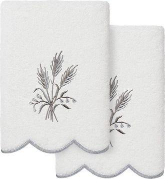Linum Home Textiles 100% Turkish Cotton Whitney Scallop 2Pc Embellished Hand Towel Set