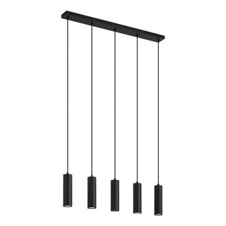 QAZQA Moderno L&aacute;mpara Colgante Moderna Negra 5 Luces - Jeana Acero Alargada Adecuado Para Led Max. 5 X 35 Watt - Qazqa