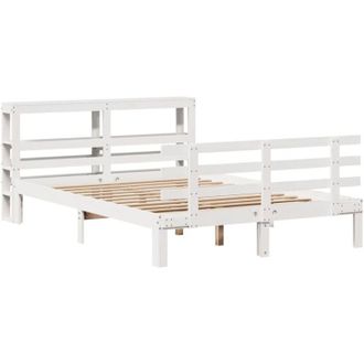 vidaXL Estructura De Cama Con Cabecero Madera De Pino Blanco 150x200cm Vidaxl