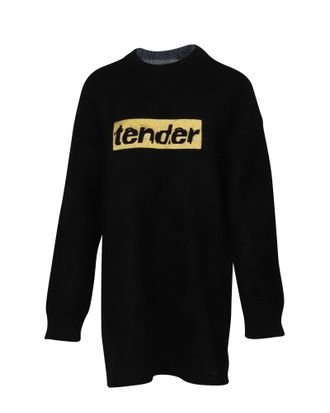 Alexander Wang Tender Embroidered Sweater Dress in Black Wool
