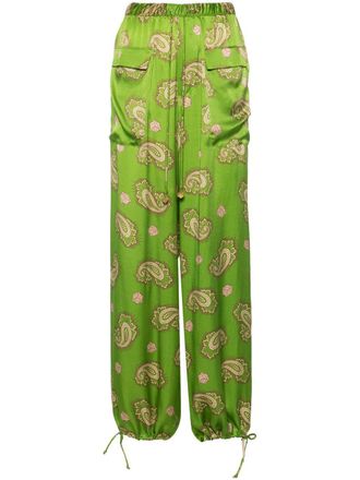 Alemais Dice silk wide-leg trousers - Green