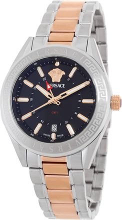 Versace V-Code GMT Quartz Black Dial Mens Watch VEAFA0624