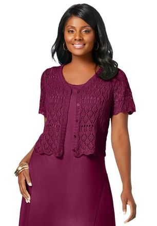 Jessica London Crochet Shrug in Deep Claret at Nordstrom, Size Medium