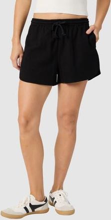 All in Favor Waffle Knit Dolphin Hem Shorts in Black at Nordstrom Rack, Size X-Large