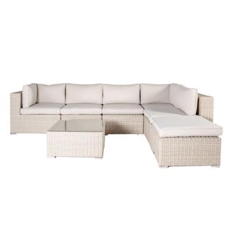 Kactus Republic Conjunto de jard&iacute;n modular 6 plazas de rat&aacute;n sint&eacute;tico gris