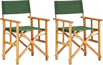 vidaXL Directors Chairs 2 pcs Solid Acacia Wood Green, 45949