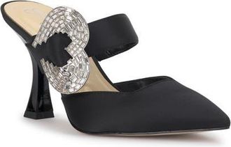 Jessica Simpson Favica Embellished Satin Slide Mule in Black at Nordstrom, Size 8.5