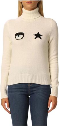 Chiara Ferragni High Collar Turtleneck - Dames - Coltruien - Beige - S - Truien & Vesten