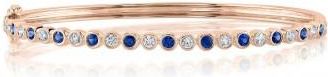 Allurez Lab Grown Blue Sapphire & Diamond Bangle Bracelet 14K Rose Gold (1.15ct)