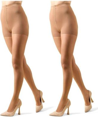 MeMoi Crystal 2-Pack Control Top Tights in Honey at Nordstrom, Size X-Large