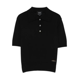 A.P.C. Polo Shirts, female, Black, Size: XS Logo-detail Polo Shirt