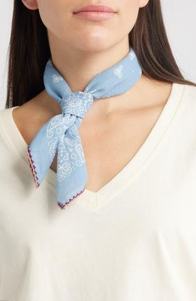 Treasure & Bond Floral Embroidered Bandana in Blue Bandana at Nordstrom