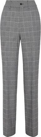 Philipp Plein Lange Rechte Broek Prince of Wales - Dames - Straight fit broeken - Grijs - S - Wol - Broeken