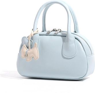 Generic PU Leather Handbag with Adjustable Strap Pillow Bag for Women Daily (Light Blue)