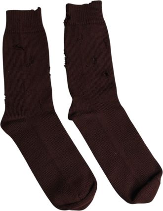 Dolce & Gabbana Unisex Brown Solid Cotton Stretch Mid Calf Socks Blend Clothing