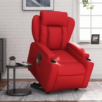 vidaXL Vidaxl - Sill&oacute;n De Majaje Elevable El&eacute;ctrico Cuero Artificial Rojo