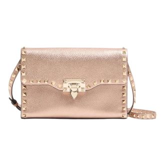 Valentino Tassen, Dames, Geel, ONE Size, Leer, Rockstud Schoudertas