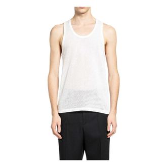Tom Ford Sleeveless Knitwear, male, White, Size: L Cotton Mesh Tank Top