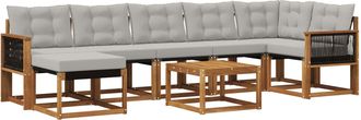 vidaXL Conjunto De Sof&aacute;s De Exterior 8 Uds. Natural Y Gris Claro Vidaxl