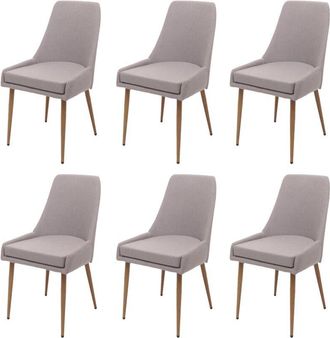 Hhg Juego De 6 Silla De Comedor Hhg-069, Silla De Cocina Silla Tapizada, Tela/textil (280g/m&sup2;) Metal, Gris Claro