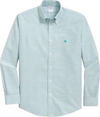 Brooks Brothers Katoenen Oxford overhemd met kraag en knopen - Blauw