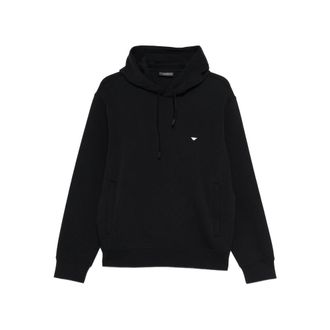 Emporio Armani Double-jersey Hoodie With Embroidered Micro Eagle Logo