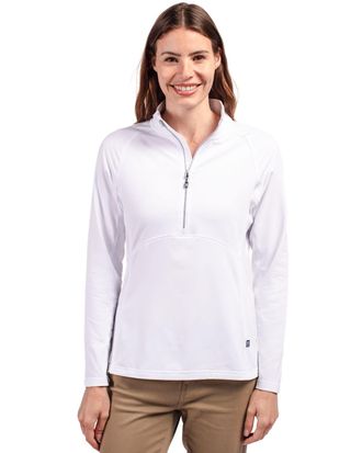 Cutter & Buck Adapt Eco Knit Stretch Recycled Womens Half Zip Pullover Jacket