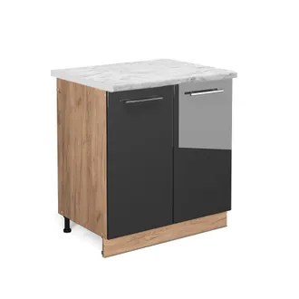 Vicco Armario Bajo Para Fregadero Fame-line, Antracita Alto Brillo, 80 Cm, Et M&aacute;rmol