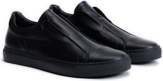 Robert Barakett Delta Laceless Leather Slip-On Sneaker in Black at Nordstrom, Size 10.5
