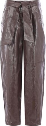 Federica Tosi Pantaloni con cintura e pieghe - Marrone