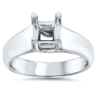 Pompeii3 Solitaire Cathedral Ring 14K White Gold Size Selectable